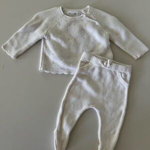Cream Knit Baby Sweater Set